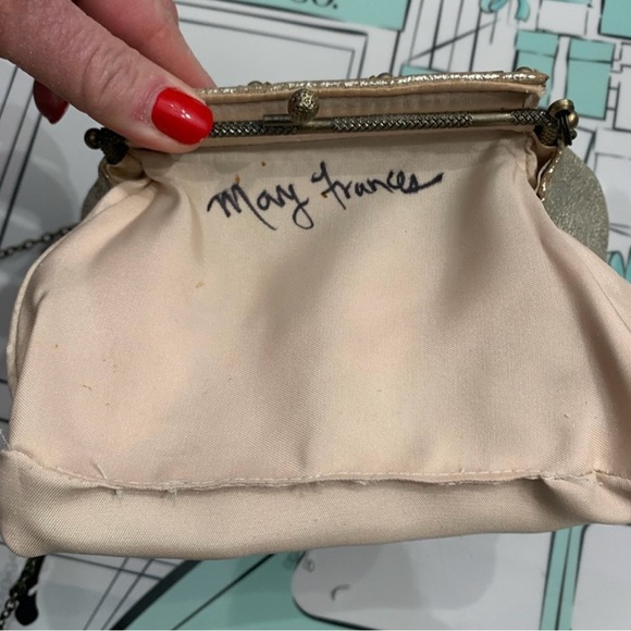 Mary Frances Gold and Pearl Embellished Evening Clutch with Autograph NWT - Picture 12 of 14